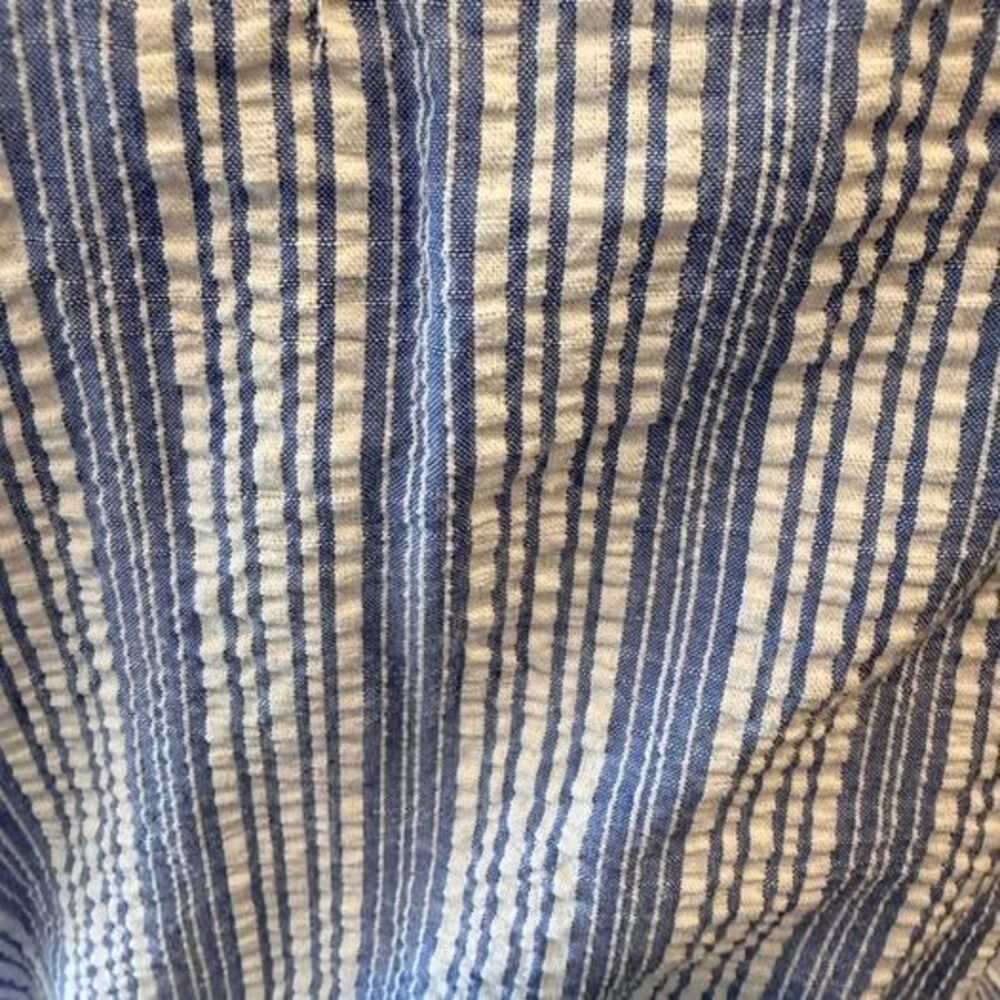 Off Shoulder Striped Mini Dress XS Blue Tie Waist Summer Beach Casual - Picture 6 of 8